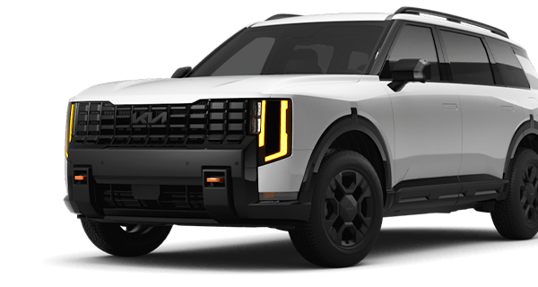 Left facing Telluride X-Pro SX AWD trim vehicle image in Glacial White Pearl.